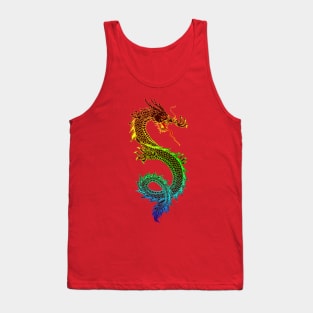 Amphiptere in Neon Fire Mythical Wyvern Dragon Creature Tank Top